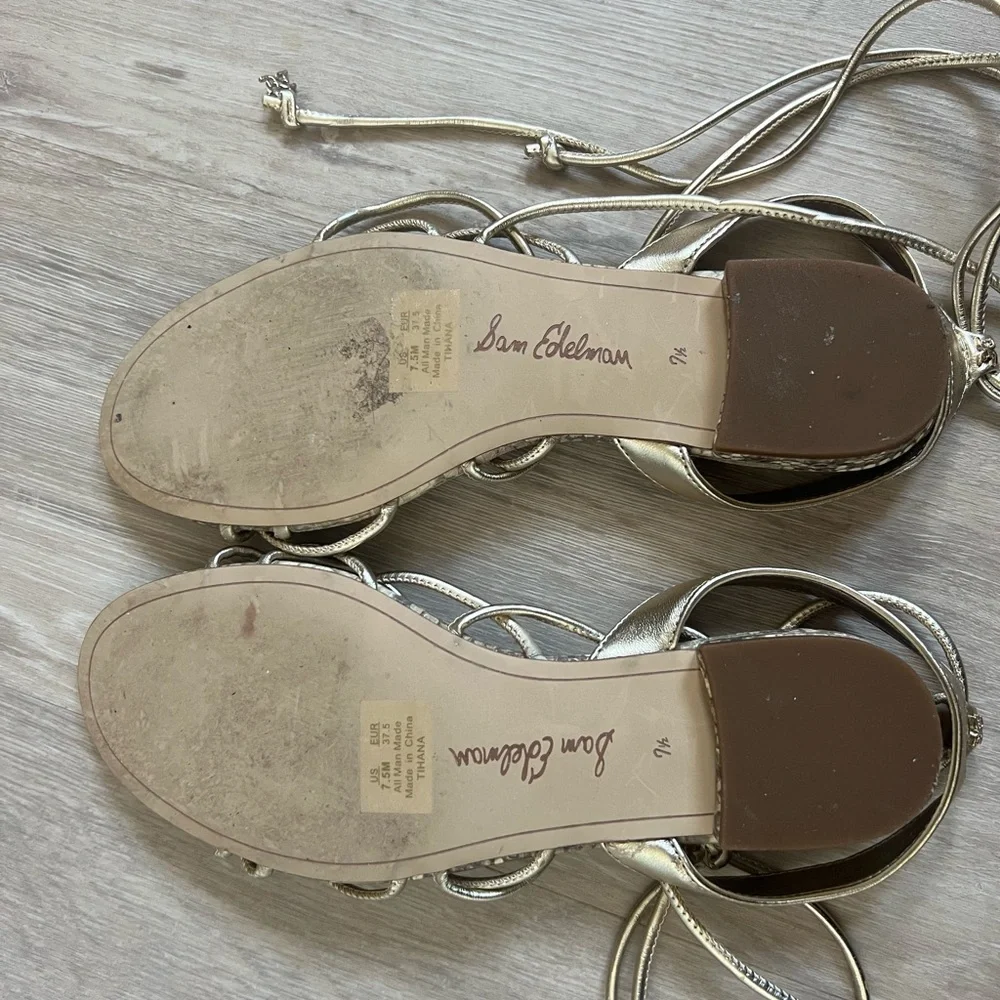 Sam Edelman Tihana Gold Snakeskin Strappy Gladiator Sandals - Picture 7 of 7